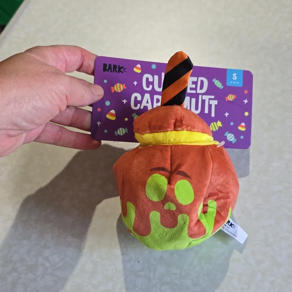 Bark Orange and Green Cursed Caramel Mutt Dog Toy NWT Size Small 0-20 Pounds